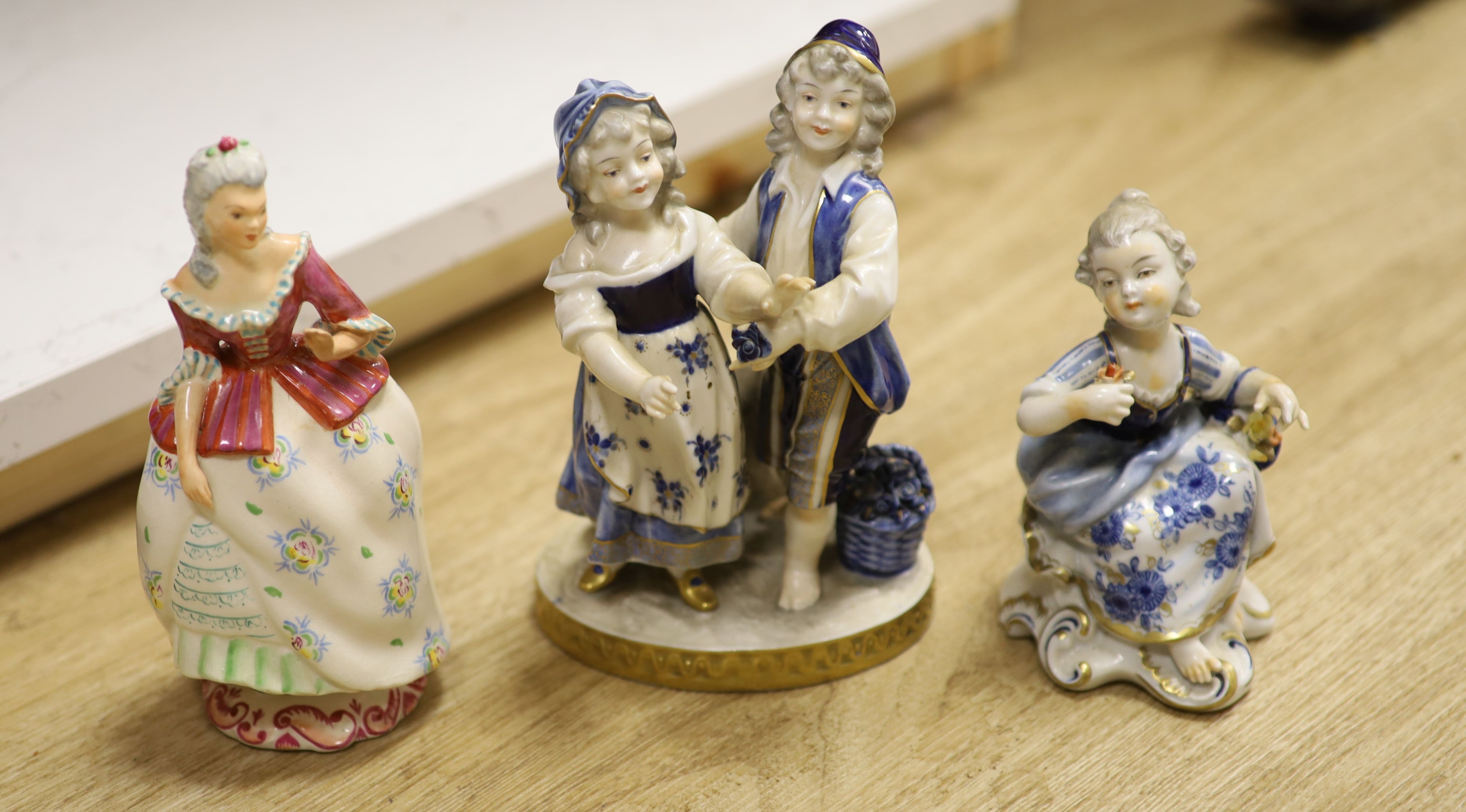 A group of ornate glass and ceramic figurines, 19th/20th century